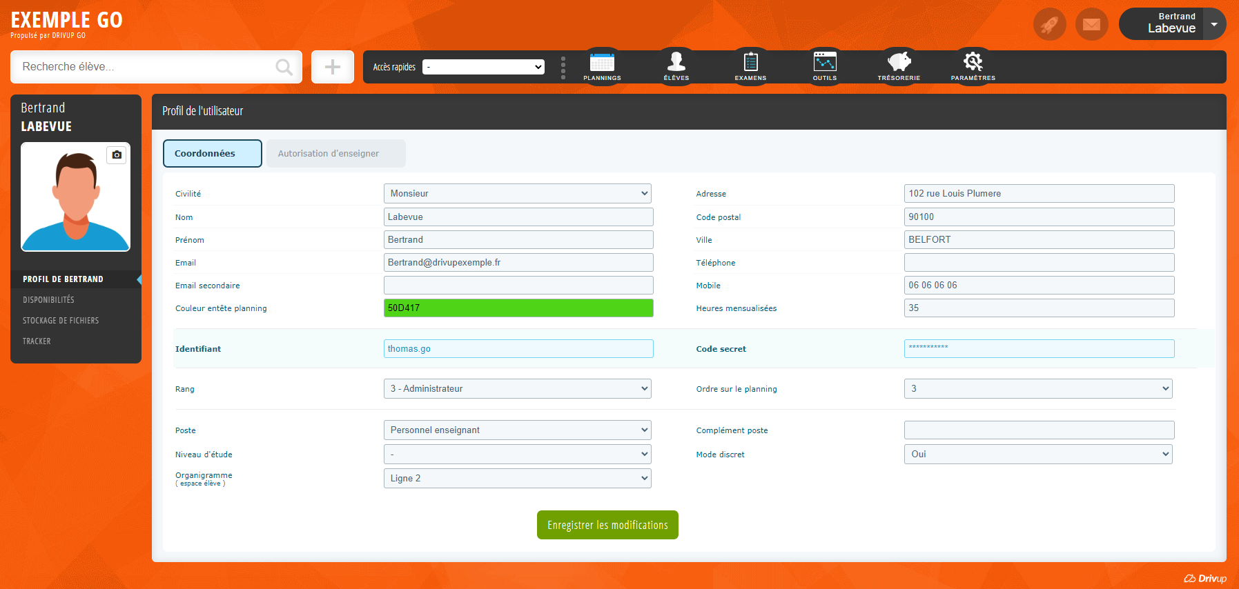 Des profils utilisateurs illimités et complets - Drivup